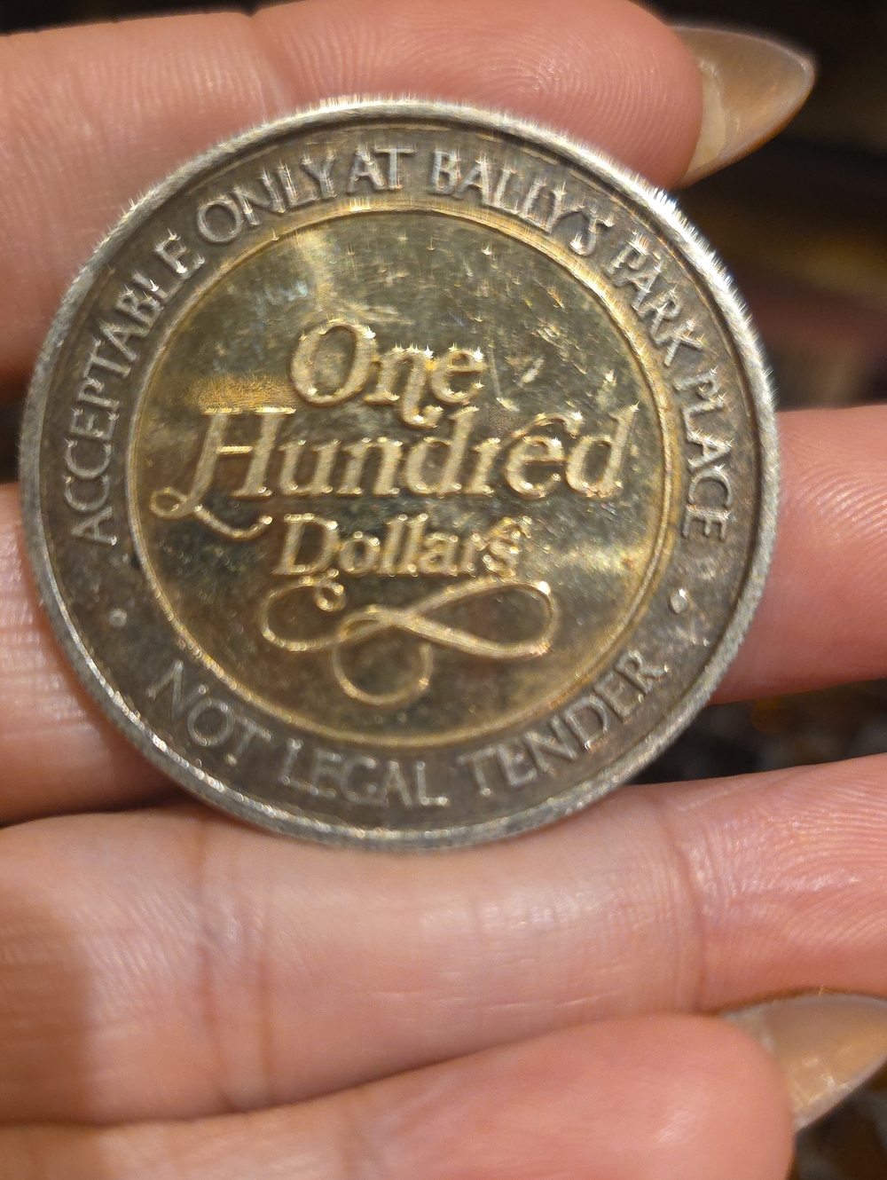 Bally's Park Place One Hundred Dollar Casino Token - Gold/Silver Accent